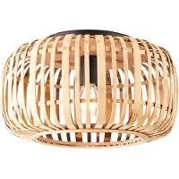 Brilliant Candeeiro de teto Woodrow, Ø 40 cm, madeira clara, bambu/metal