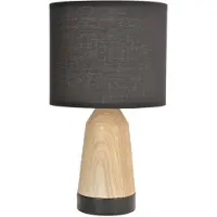 Corep Candeeiro de mesa Baltik, preto/madeira clara, 33 cm, metal/algodão