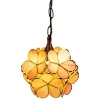 Clayre & Eef Candeeiro de suspensão 5LL-6093 em estilo Tiffany, cor-de-rosa