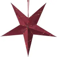 Star Trading Estrela decorativa de veludo com luzes de fada LED Dew Drop vermelhas