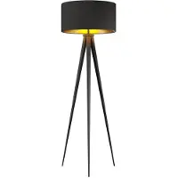 LINDBY candeeiro de pé Benik, tripé, têxtil, preto/dourado, 153cm