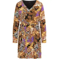 Faina Vestido amarelo dourado / roxo néon / laranja claro / preto / branco