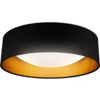 B.K. Licht Candeeiro de teto LED Kari, preto/dourado, tecido, 4.000 K