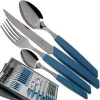 Victorinox Swiss Army Swiss Modern 6.9096.12W2.24, 24-peças conjunto de talheres com faca para bife, azul