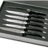 Laguiole conjunto de 6 facas para bifes chifre preto, T62MINBN