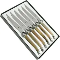 Laguiole , T62MINB, conjunto de facas para bife, ponta de chifre