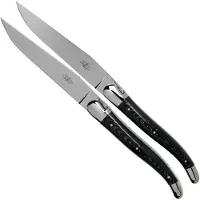 Laguiole T22MINTCNOI conjunto de facas para bife 2 peças, micarta polido preto