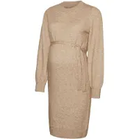Mamalicious Vestido de malha 'New Anne' bege mosqueado