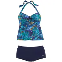LASCANA Tankini marinho / azul ciano / conhaque / preto