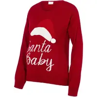 Mamalicious Pullover 'MLSanta Baby' vermelho rubi / branco