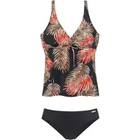 LASCANA Tankini castanho claro / alperce / vermelho-alaranjado / preto / branco