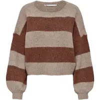 ONLY Pullover 'ONLAYA' bege mosqueado / castanho