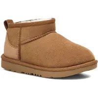 Ugg para menina. 1130750K Classic Ultra Mini Leather Booties castanho (33.5), Couro, Marrom, Plano, Nenhum, Casual, Homewear, moda infantil