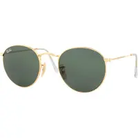 Ray-Ban - Marcas - Round Metal Polished Arista Gold G-15 Green para Unissexo
