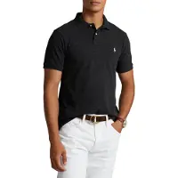 Ralph Lauren para homem. 710680784011 Camisa pólo pique-pólo personalizada em preto (S), Algodão, Manga curta