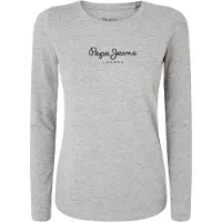 Pepe Jeans para mulher. PL505203 Nova camiseta cinza Virginia Ls N (L), Casual, Algodão, Manga comprida