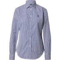 Ralph Lauren para mulher. 211891379001 Camisa de algodão com riscas azuis Slim Fit (36), Azul, Bege, Casual, Clássico, Manga comprida