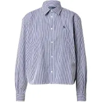 Ralph Lauren para mulher. 211891419001 Camisa recortada de algodão com riscas azul (L), Casual, Manga comprida