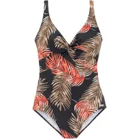 LASCANA Fato de banho castanho / laranja néon / preto / branco