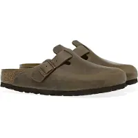 Birkenstock para homem. 960811 Tamancos de Couro Boston (Ajuste Regular) castanho (39), Marrom, Plano, Nenhum, Casual