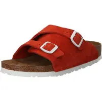 Birkenstock para mulher. 1024067 Sandálias de Couro Milano Big Buckle Couro oleado (Ajuste Estreito) castanho (41), Marrom, Plano, Fivela, C