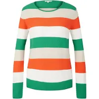 Tom Tailor Pullover creme / verde relva / laranja escuro / branco
