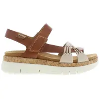 Pikolinos para mulher. W4N-0968C1 Sandálias de couro castanho Palma -Cunha de peso 4,5cm (37), Marrom, 3 a 5cm, Velcro, Casual