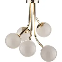 Domiluce Candeeiro de teto Selva, dourado, com cinco luzes dispostas de forma alternada,