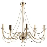 Domiluce Lustre retro, cinco lâmpadas, 75 cm, dourado