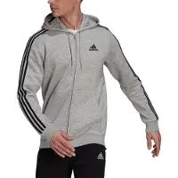 Adidas Casaco com capuz em fleece e fecho integral Essentials com as 3 Riscas