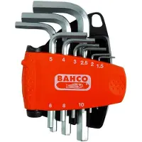 Bahco Conjunto De Chaves Allen Set Of 9 Metric Allen Keys With Nickel-plated Finish And Compact Bi-component Support