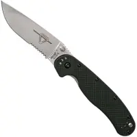 Ontario Navalha RAT-1, preto/satin, lâmina serrilhada