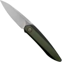 We Knife Navalha Black Void Opus, black ti with green G10 inlay