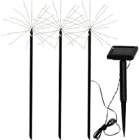 Star Trading Conjunto de luzes solares LED para fogo de artifício com espigões no solo