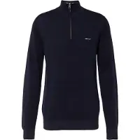 Gant para homem. 8040523 Pulôver em piqué de algodão com meio fecho de correr em azul-marinho (XXL), Casual, Manga comprida