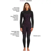 Billabong Fato De Neoprene De Manga Comprida Com Fecho De Correr Nas Costas Para Mulher Synergy 4/3 Mm