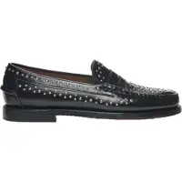 Sebago para mulher. 78118KW Dan Studs Leather Loafers preto (37), Couro, Plano, 1 a 3cm, Nenhum, Casual, Sapatos de Festa, Clássico