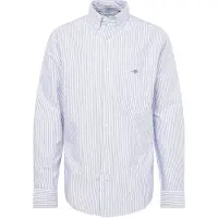 Gant para homem. 3000230 Camisa Oxford de ajuste regular com riscas finas azuis (S), Azul, Casual, Algodão, Clássico, Manga comprida
