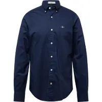 Gant para homem. 3000102 Camisa de corte justo em popelina azul-marinho (XXL), Casual, Algodão, Clássico, Manga comprida