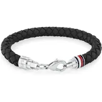 Tommy Hilfiger Bracciale Uomo Pelle Nera Tyson — Bracciale