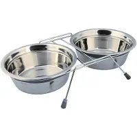 Trixie Tigela Alimentadora Dupla Antivibração Aço Inoxidável 21 Cm