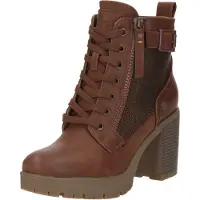 Refresh para mulher. 17123201-CAMEL Botins com fivela -Altura do salto 8cm- castanho (36), Marrom, 5 a 8cm, Cordão, Zíper, Casual, Imitação
