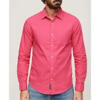 Superdry para homem. M4010820A Camisa cor-de-rosa em algodão orgânico sobretingido (XL), Casual, Manga comprida
