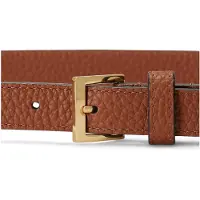 Ralph Lauren para mulher. 412912036001 Cinto estreito de couro granulado castanho (S), Marrom, Casual, Pele