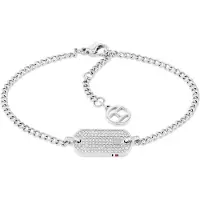 Tommy Hilfiger Bracciale Da Donna In Acciaio Con Cristalli Dog Tag — Bracciale