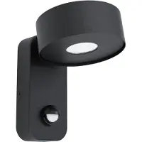 Eglo Candeeiro de parede exterior LED Palosco, preto, altura 17 cm, metal, com sensor