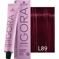 Schwarzkopf Tintura de cabelo Igora Royal Fashion Luzes Profissionais 60ml L-89 | Vermelho-roxo