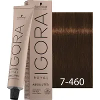 Schwarzkopf Profissional Igora Royal Absolutes - tintura permanente com colágeno, 60ml 7-460 | Loiro Bege Chocolate Médio Naturale