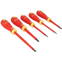 Bahco Conjunto De Chaves De Fenda Insulated Fit Slotted And Pozidriv With Multi-component Handle 5 Unidades