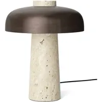 Audo Copenhagen Candeeiro de mesa LED Audo Inverter, bronze, travertino, altura 30 cm